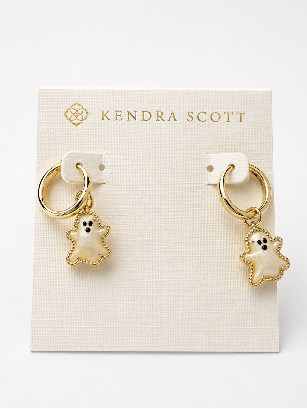 Kendra Scott Gold Hoop Earrings with White Pearl Ghost Charms